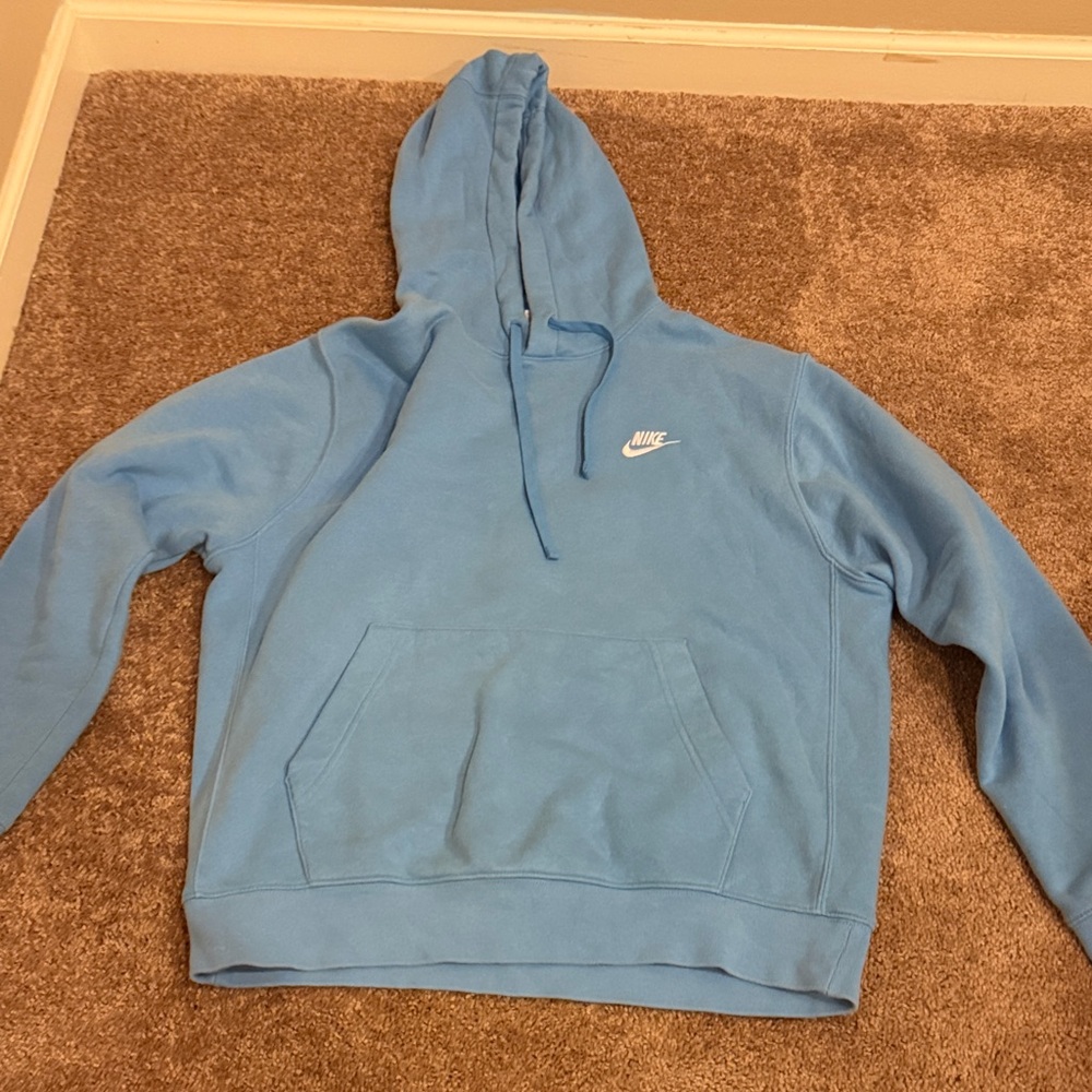Nike Light Blue  Hoodie with White Logo